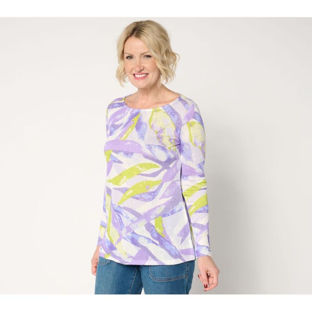 Revers-A-Brella Women's Top Sz S Color Splash Sweater Slub Multi-colored A677090